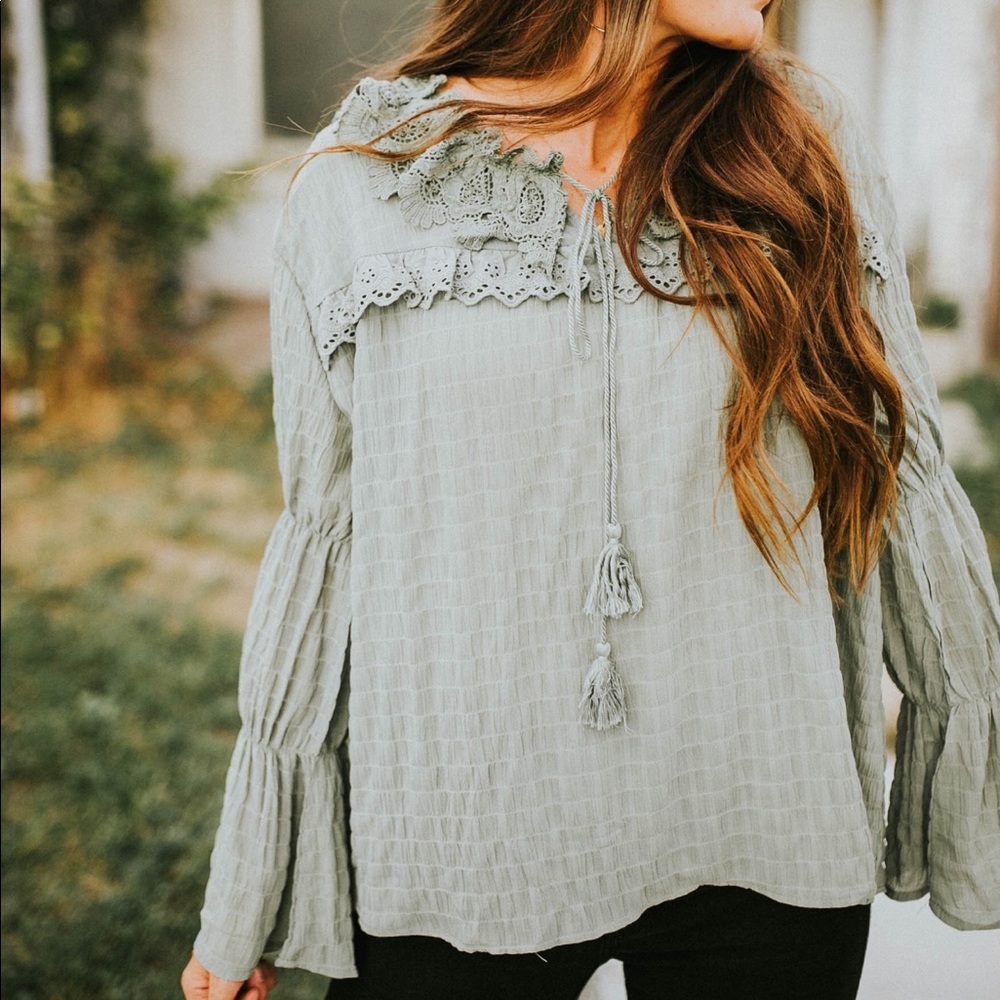 Green Lacey long sleeve shirt